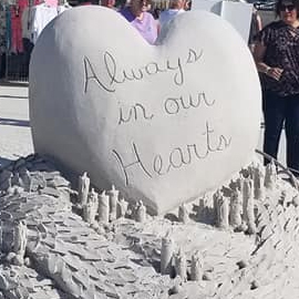 Sand Sculpture Memorial preserved forever with our patented The Forever Sand Castle Process